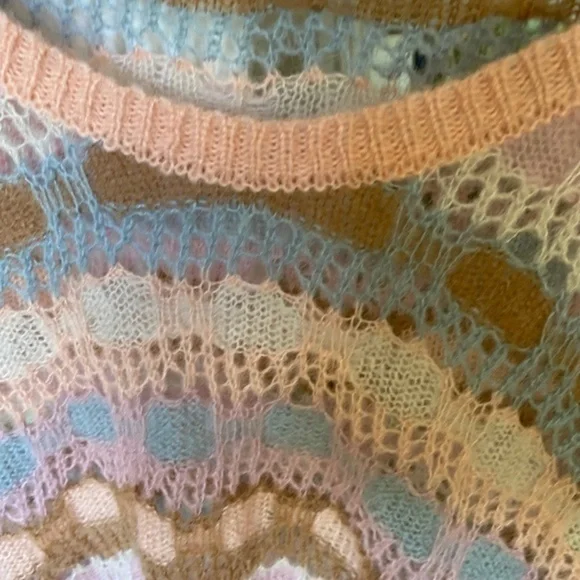 Anthropologie Lineamaglia Pink Crochet Sweater M/L - Picture 5 of 13